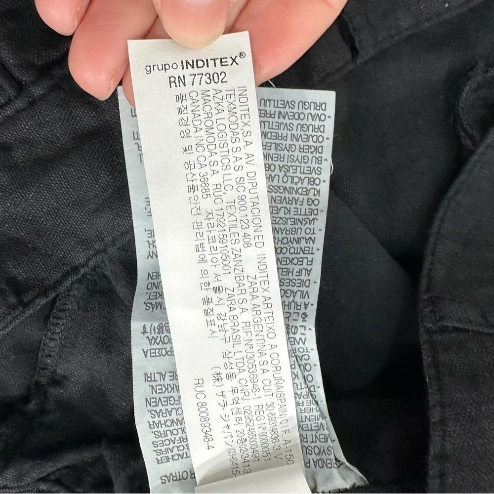 Zara cargo pants linen blend black size 00